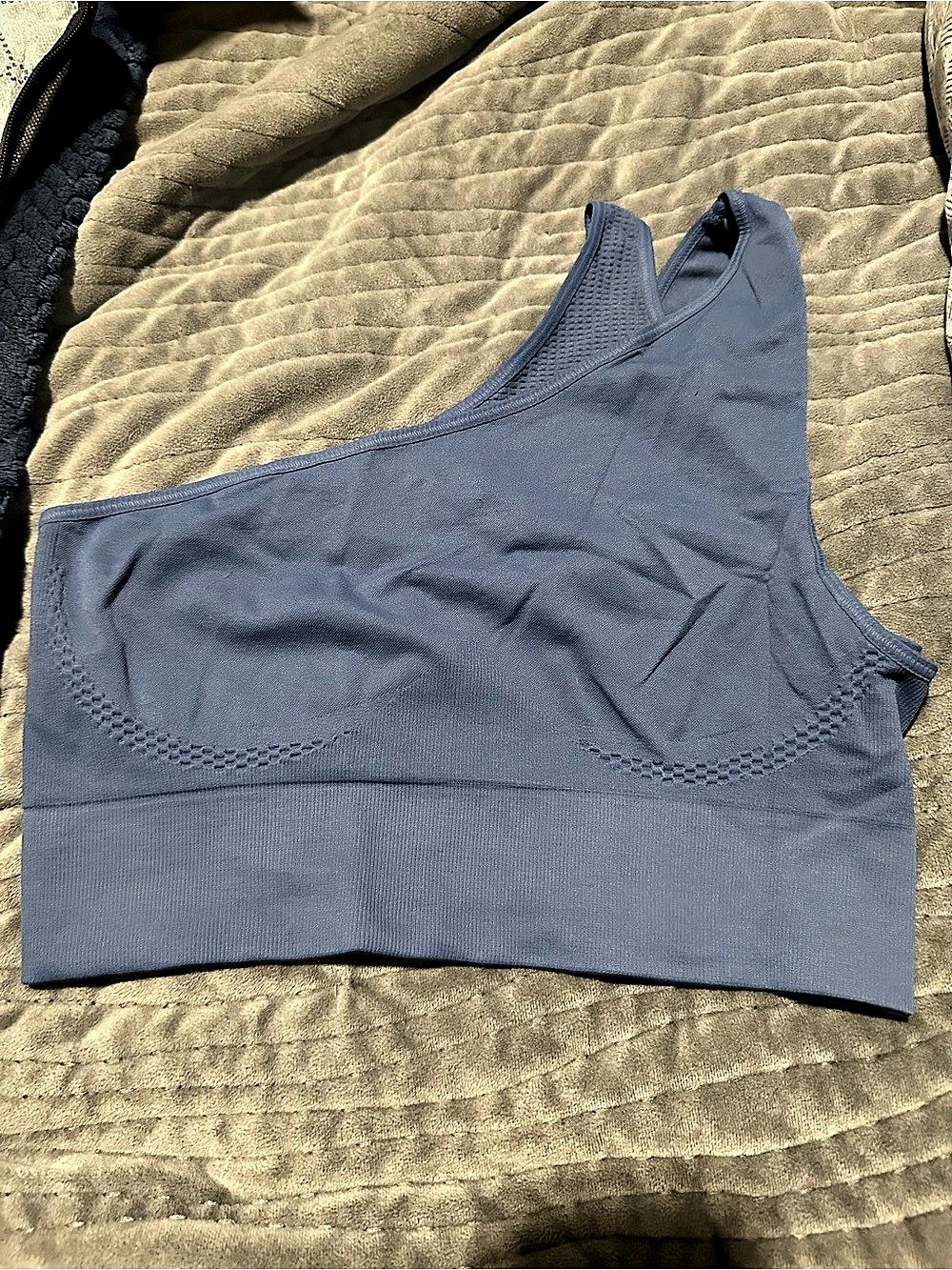 SET Active Sculptflex Ribbed One Shoulder Sports Bra Blue